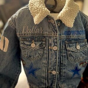 Custom Girls Dallas Cowboys Sherpa Denim Jacket
